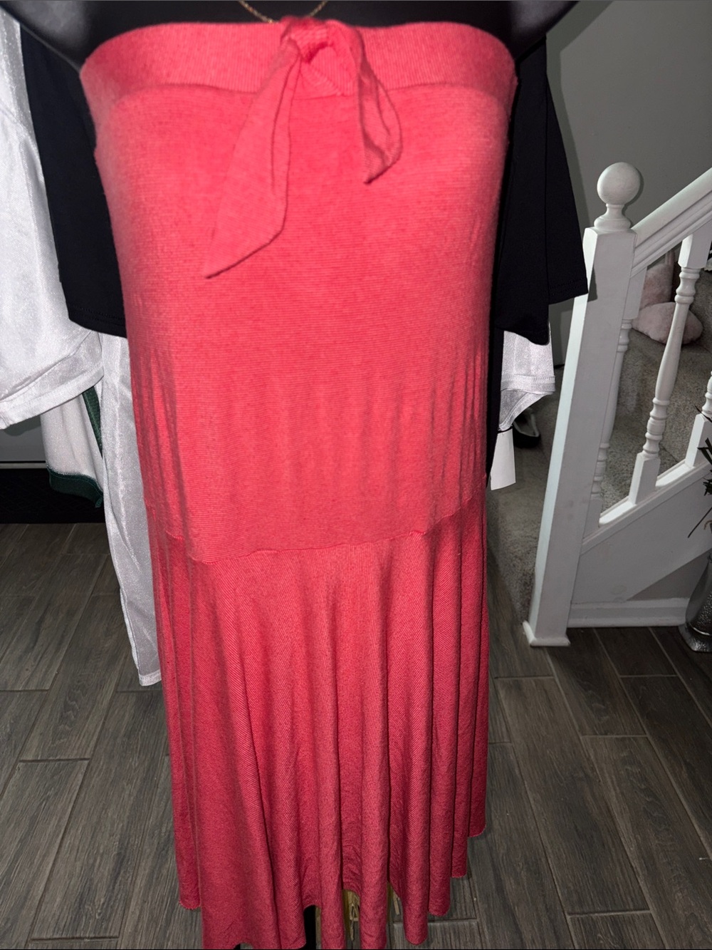Old Navy Strapless Coral stripe Tie-Front Sundress Medium